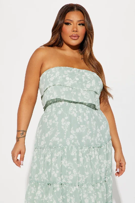 Sandra Chiffon Midi Dress - Green/combo