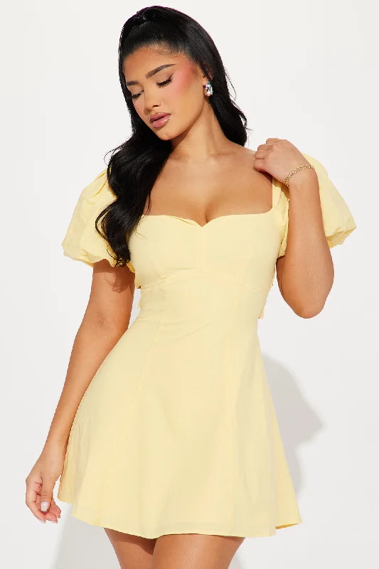 Sienna Linen Mini Dress - Yellow