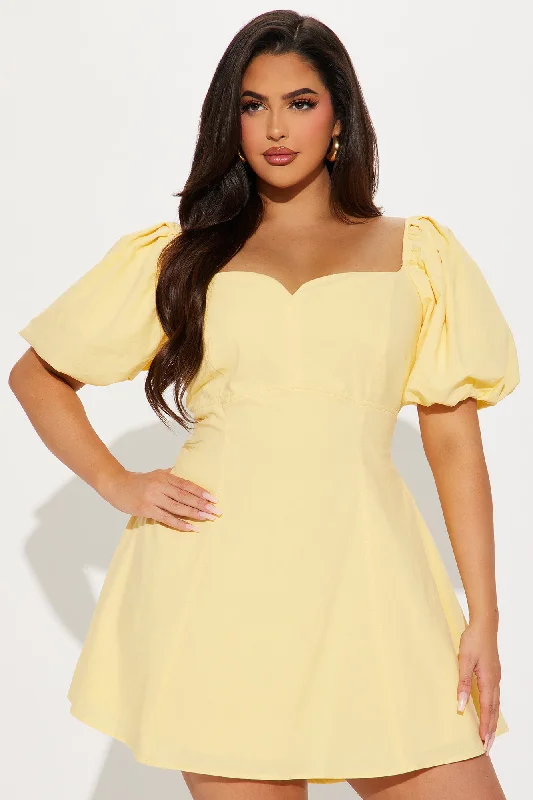 Sienna Linen Mini Dress - Yellow