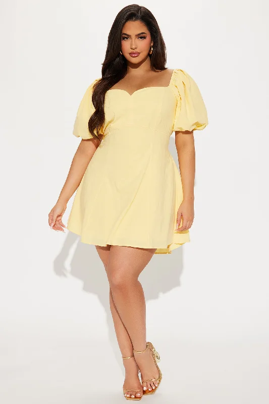 Sienna Linen Mini Dress - Yellow