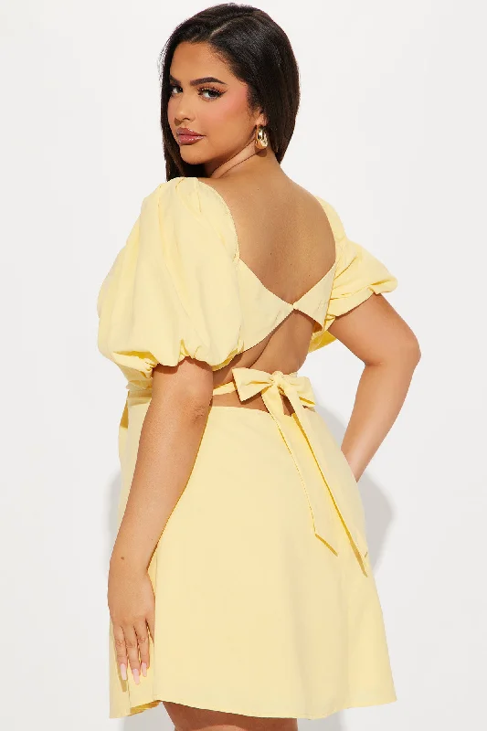 Sienna Linen Mini Dress - Yellow