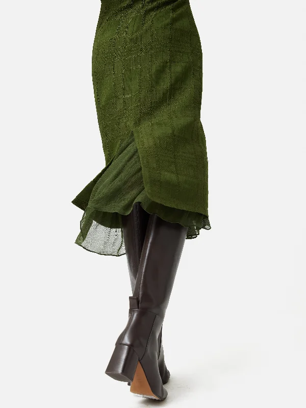 Textured Check Midi Dress | Green