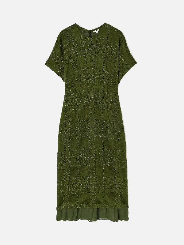 Textured Check Midi Dress | Green