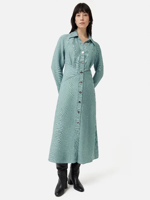 Textured Midi Shirt Dress | Blue