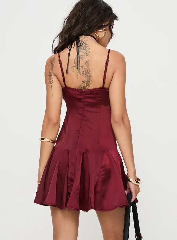 Valeska Mini Dress Burgundy