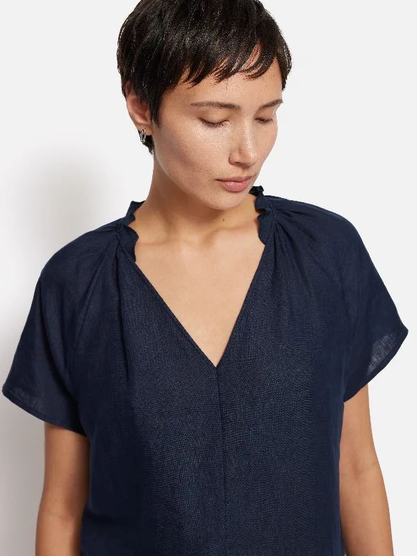 Light Linen Shell Top | Navy