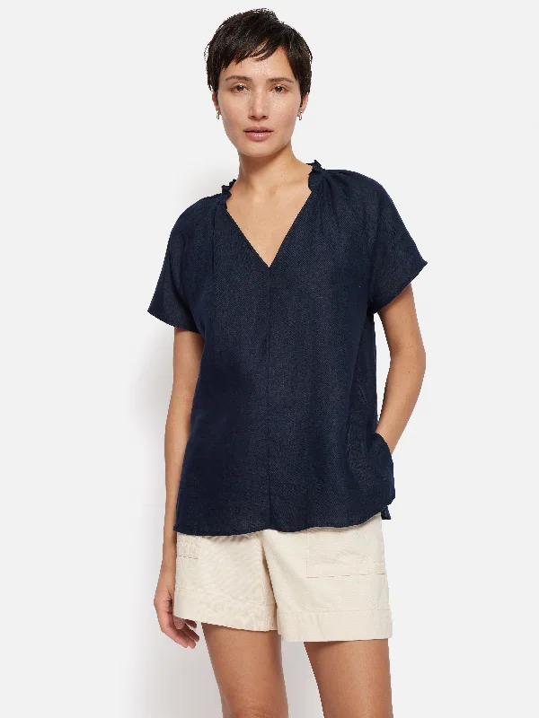 Light Linen Shell Top | Navy