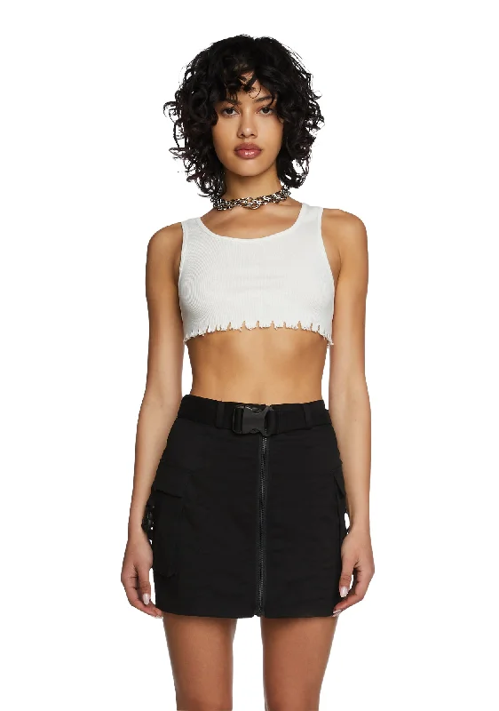 No Regulations Crop Tank - White