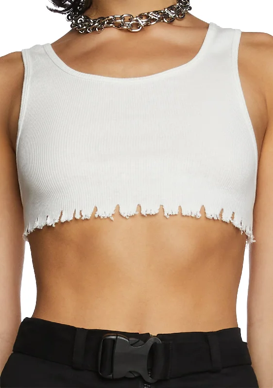 No Regulations Crop Tank - White