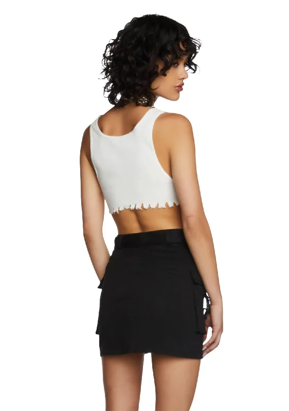 No Regulations Crop Tank - White