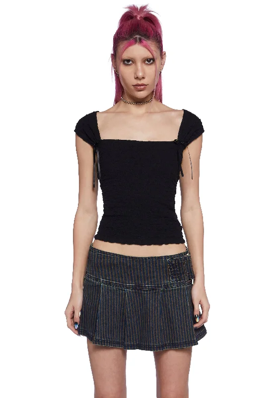 What A Girl Wants Cap Sleeve Top - Black