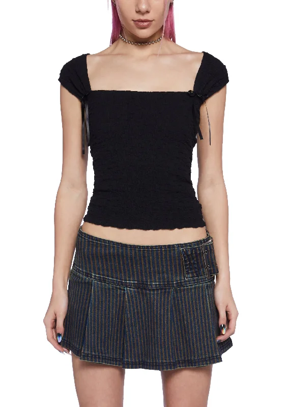 What A Girl Wants Cap Sleeve Top - Black