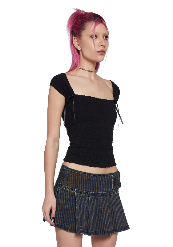 What A Girl Wants Cap Sleeve Top - Black