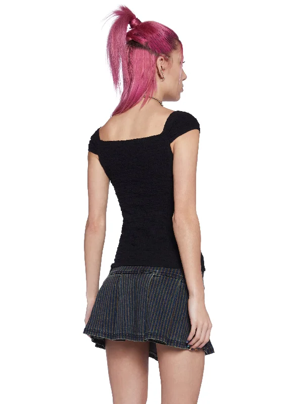 What A Girl Wants Cap Sleeve Top - Black