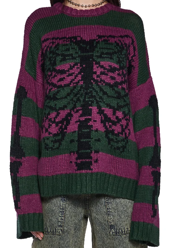 Skeleton Stripe Knit Sweater