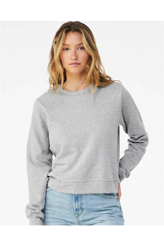 Bella + Canvas Womens Sponge Fleece Classic Crewneck Sweatshirt - Heather Grey - NEW