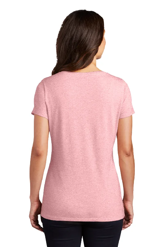 District Womens Perfect Tri Short Sleeve V-Neck T-Shirt - Heather Wisteria Pink