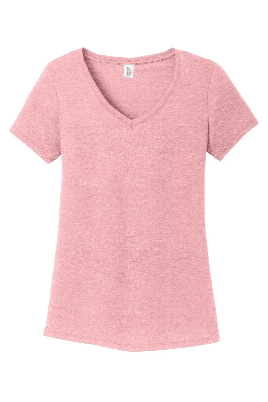 District Womens Perfect Tri Short Sleeve V-Neck T-Shirt - Heather Wisteria Pink