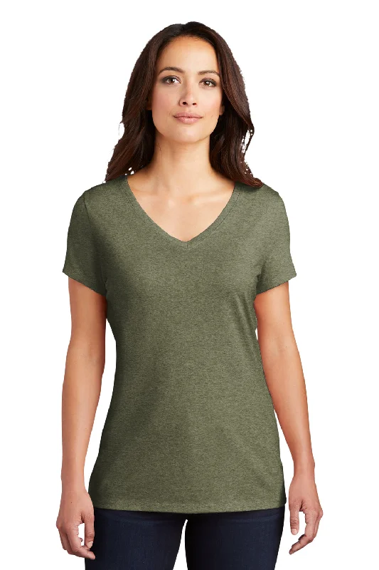 District Womens Perfect Tri Short Sleeve V-Neck T-Shirt - Military Green Frost