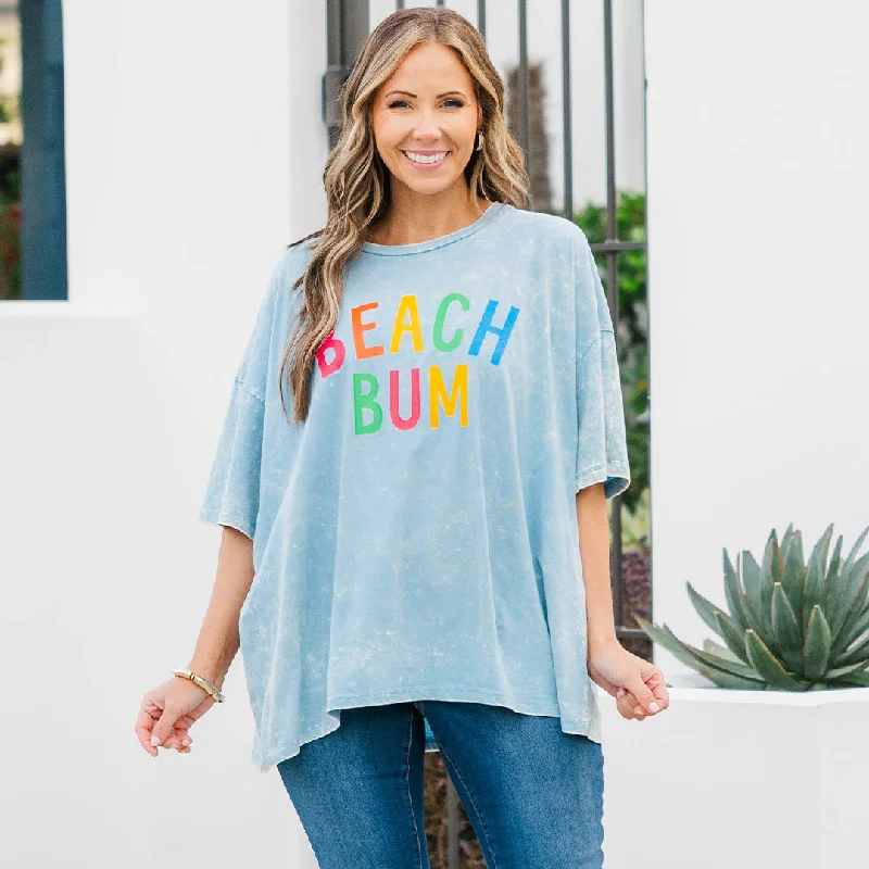 Down By The Coast Boyfriend Tee, Ice Blue Acid Wash