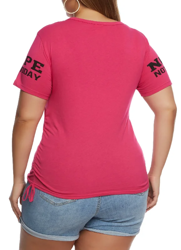 Plus Size Sequin Nope Not Today Ruched Graphic Tee