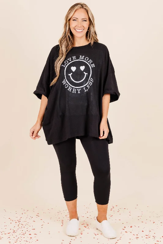 Love More, Worry Less Boyfriend Tee, Black