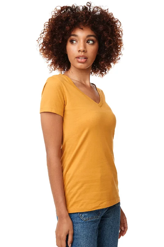 Next Level Womens Ideal Jersey Short Sleeve V-Neck T-Shirt - Antique Gold