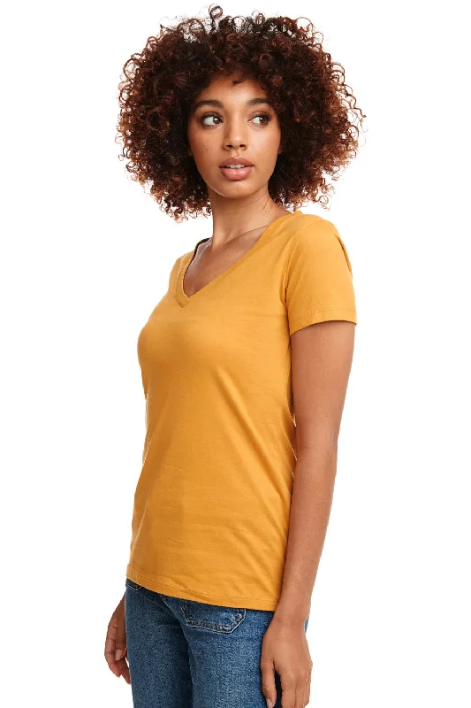 Next Level Womens Ideal Jersey Short Sleeve V-Neck T-Shirt - Antique Gold