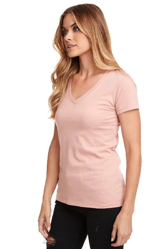 Next Level Womens Ideal Jersey Short Sleeve V-Neck T-Shirt - Desert Pink