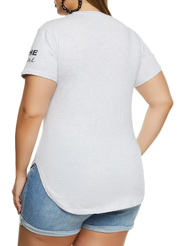 Plus Size She is Me High Low Hem Graphic Tee