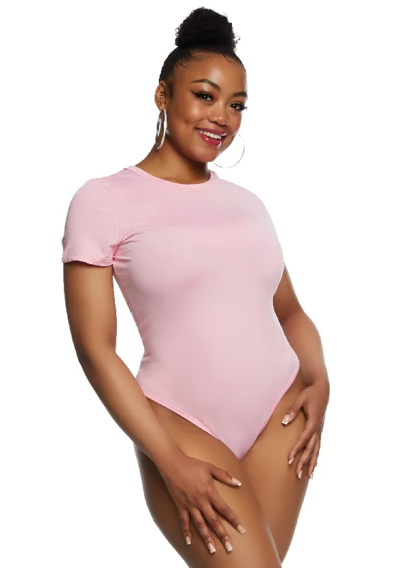 Plus Size Basic Crew Neck Bodysuit