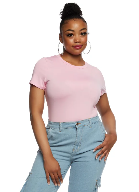 Plus Size Basic Crew Neck Bodysuit