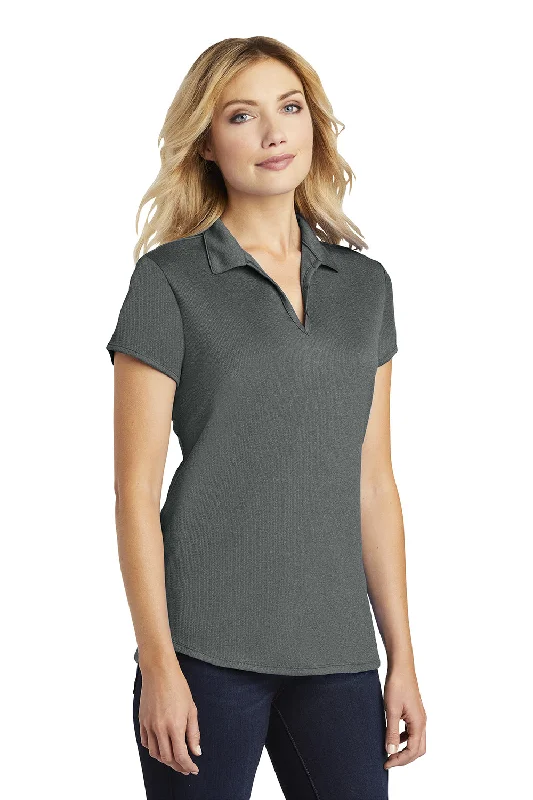 Port Authority Womens Trace Moisture Wicking Short Sleeve Polo Shirt - Heather Charcoal Grey