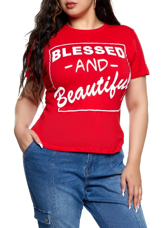 Plus Size Blessed and Beautiful Graphic Tee