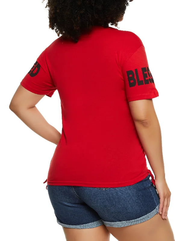 Plus Size Sequin Blessed Graphic T Shirt