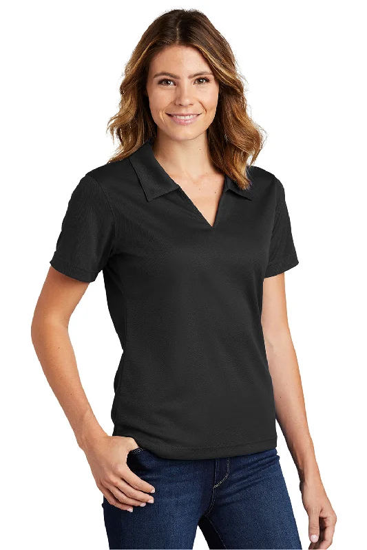 Sport-Tek Womens Dri-Mesh Moisture Wicking Short Sleeve Polo Shirt - Black