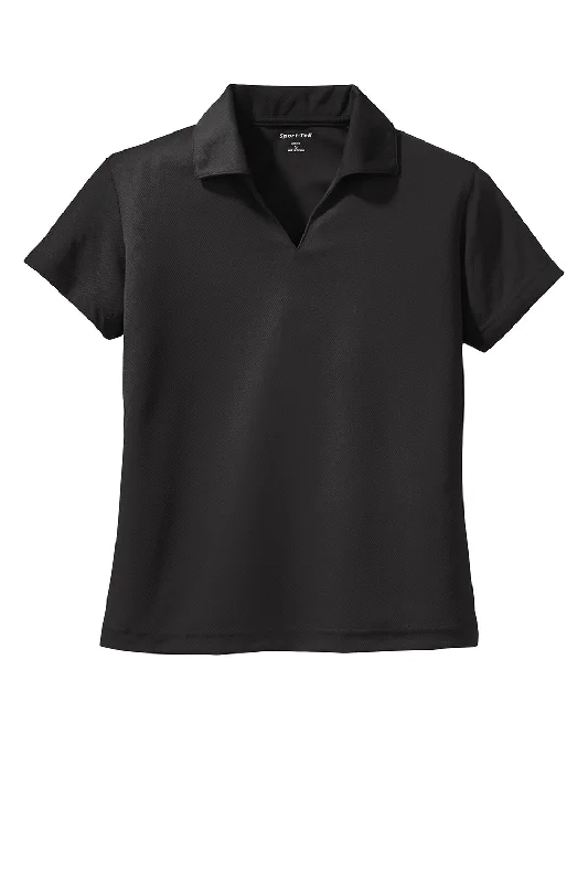 Sport-Tek Womens Dri-Mesh Moisture Wicking Short Sleeve Polo Shirt - Black