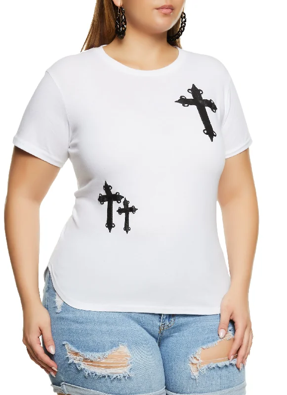 Plus Size Cross High Low Hem Graphic Tee