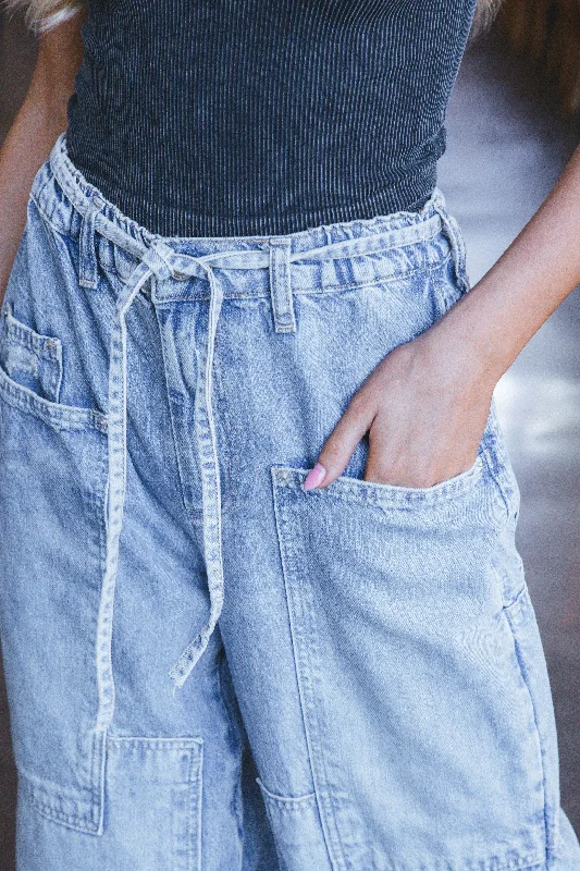 Curvy Outlaw Wide Leg Jeans, Drizzle | Free People