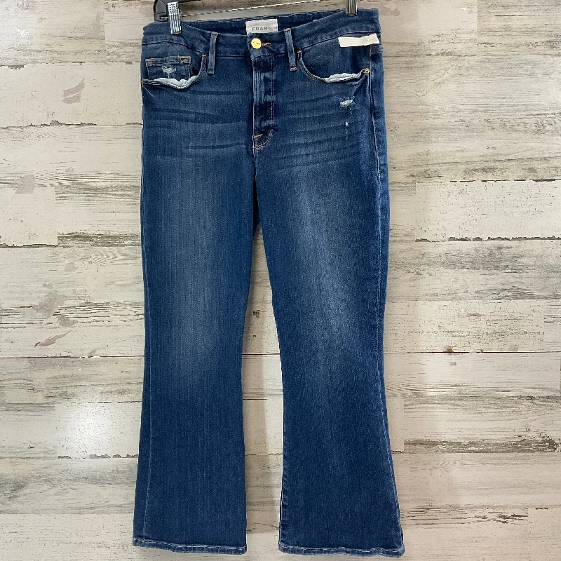 Jeans Cropped By Frame In Blue Denim, Size: 8