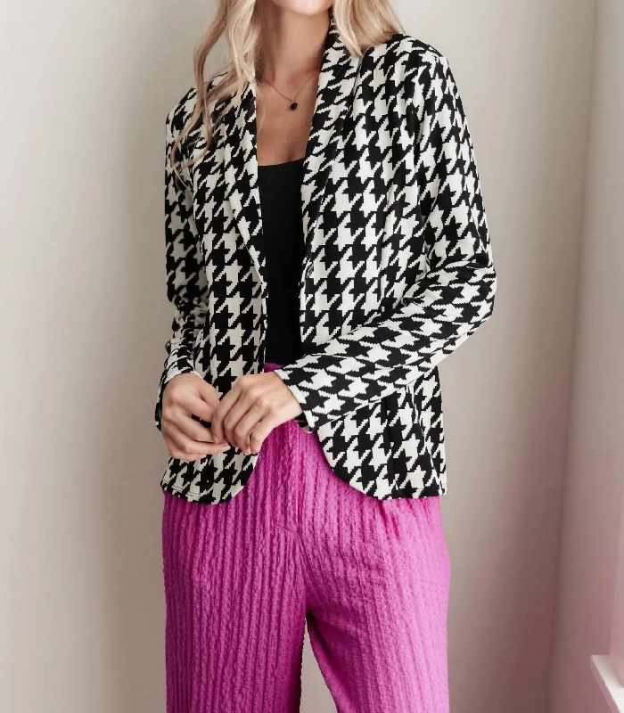 Home Base Houndstooth Blazer In Black