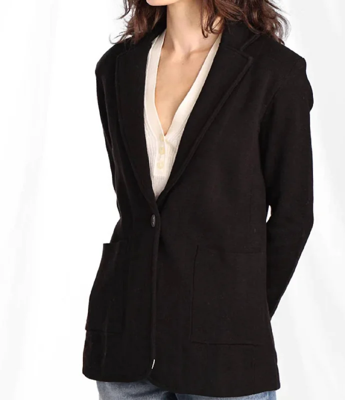 Long Line Blazer In Black