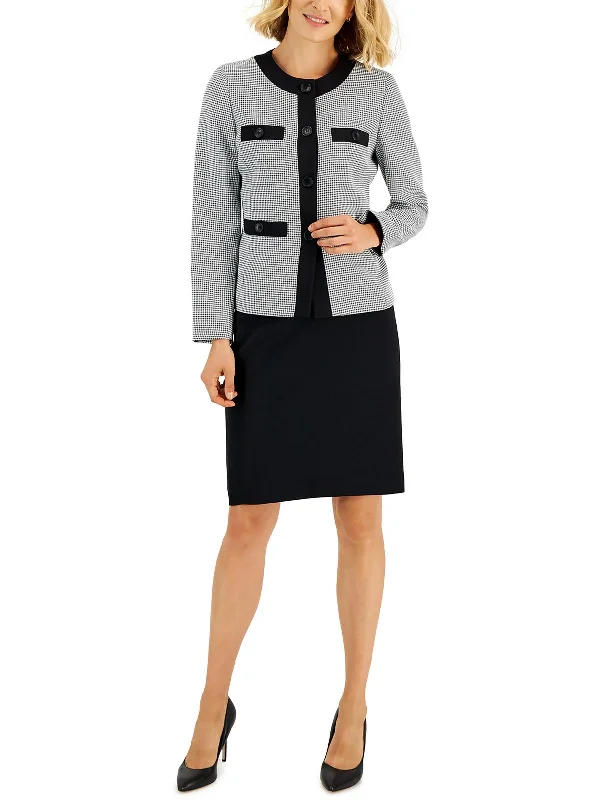 Petites Womens Houndstooth 2PC Skirt Suit