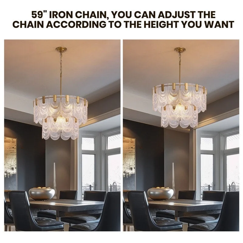 Chandeliers with Murano Glass for a High - End Artistic Touch20 in. Gold Modern Glass Chandelier 5-Light Glam Dimmable Pendant Light Fixture for Dining Room Chandeliers with Murano Glass for a High - End Artistic Touch20 in. Gold Modern Glass Chandelier 5-Light Glam Dimmable Pendant Light Fixture for Dining Room