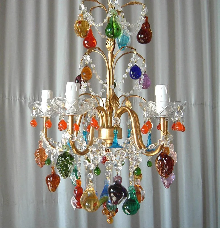 Chandeliers with Adjustable Height for Custom Installation5 Arm Colourful Murano Glass Fruit Chandelier Chandeliers with Adjustable Height for Custom Installation5 Arm Colourful Murano Glass Fruit Chandelier