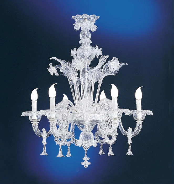 Small Chandeliers for Compact Rooms6 Light Clear Murano Glass Chandelier With Pretty Pendants Small Chandeliers for Compact Rooms6 Light Clear Murano Glass Chandelier With Pretty Pendants