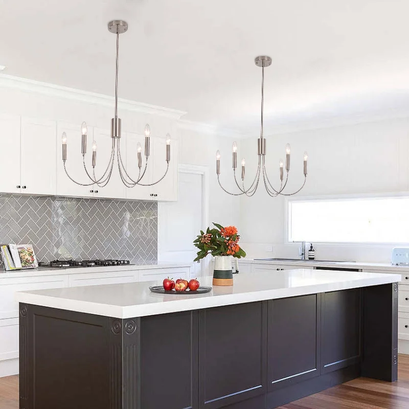 Chandeliers with Metal Frames in Bronze Finish6-Light Modern Chandelier, Farmhouse Chandelier, Candle Style Chandelier for Dining Living Room Kitchen Island - 23.62"Dx8.86"H Chandeliers with Metal Frames in Bronze Finish6-Light Modern Chandelier, Farmhouse Chandelier, Candle Style Chandelier for Dining Living Room Kitchen Island - 23.62"Dx8.86"H
