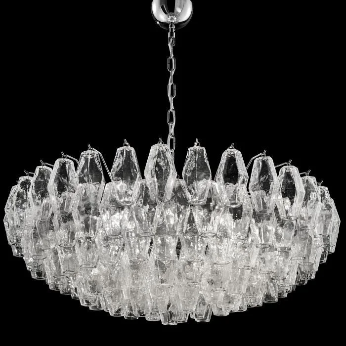 Chandeliers with Adjustable Height for Custom Installation90Cm Custom Murano Glass Polyhedral Chandelier