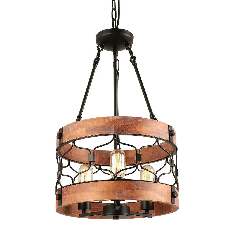 Chandeliers with Clear Crystal for a Sparkling EffectAnmytek Modern Farmhouse Wood Drum Chandelier Round Pendant Lights for Dining Room - 14" D x 24.5" H Chandeliers with Clear Crystal for a Sparkling EffectAnmytek Modern Farmhouse Wood Drum Chandelier Round Pendant Lights for Dining Room - 14" D x 24.5" H