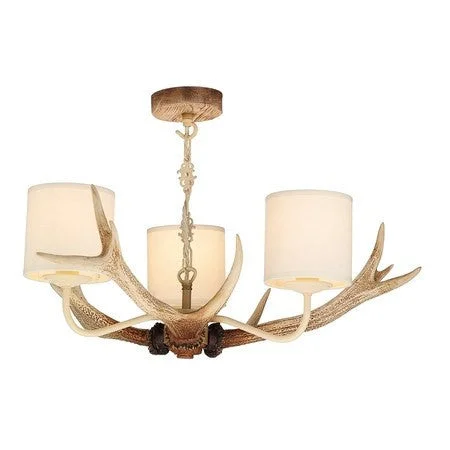 Victorian - Inspired Chandeliers with Ornate DetailsAntler Bleached 3 Light Chandelier ID 7852